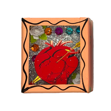 Load image into Gallery viewer, Handmade Wood Portrait Nicho Magnet - Loteria Images Shadow Boxes Mexico El Corazon - Salmon Wood Box
