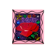 Load image into Gallery viewer, Handmade Wood Portrait Nicho Magnet - Loteria Images Shadow Boxes Mexico La Rosa - Pink Wood Box