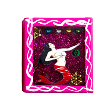 Load image into Gallery viewer, Handmade Wood Portrait Nicho Magnet - Loteria Images Shadow Boxes Mexico La Sirena - Magenta Wood Box