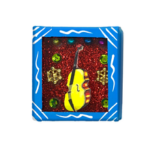 Load image into Gallery viewer, Handmade Wood Portrait Nicho Magnet - Loteria Images Shadow Boxes Mexico El Violincello - Blue Wood Box