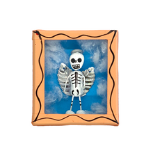 Load image into Gallery viewer, Handmade Wood Portrait Nicho Magnet - Calaca Angel Shadow Boxes Mexico Orange Wood Box