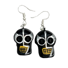 Load image into Gallery viewer, Handmade Earrings - Luchadores Lucha Libre, Mexican Wrestlers, Masks Jewelry Mexico Black