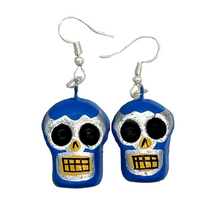 Load image into Gallery viewer, Handmade Earrings - Luchadores Lucha Libre, Mexican Wrestlers, Masks Jewelry Mexico Blue