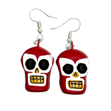 Load image into Gallery viewer, Handmade Earrings - Luchadores Lucha Libre, Mexican Wrestlers, Masks Jewelry Mexico Red