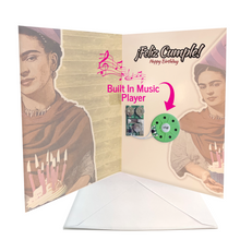 Load image into Gallery viewer, Musical Greeting Card - Frida "Feliz Cumple" Greeting Cards Muertolandia.com