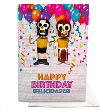 Load image into Gallery viewer, Musical Greeting Card - Luchadores "Happy Birthday" Greeting Cards Muertolandia.com 1 Card