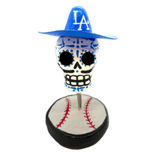 Load image into Gallery viewer, Handmade Clay Calavera Sugar Skull Head Stand - Mariachi El Doyer Shadow Boxes Mexico