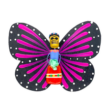 Load image into Gallery viewer, Handmade Jumbo Mariposa Butterfly Magnets (Frida Full Body 2 Pack) Art & Decor Mexico Pink/Pink