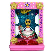 Load image into Gallery viewer, Handmade Shadow Box Nicho - Folklórico Dancer Shadow Boxes Mexico CC Pink Wood Box
