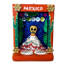 Load image into Gallery viewer, Handmade Shadow Box Nicho - Folklórico Dancer Shadow Boxes Mexico CC Red Wood Box