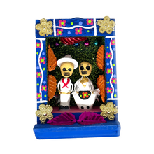 Load image into Gallery viewer, Handmade Shadow Box Nicho - Jarochos Shadow Boxes Mexico CC Blue Wood Box