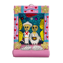 Load image into Gallery viewer, Handmade Shadow Box Nicho - Jarochos Shadow Boxes Mexico CC Pink Wood Box