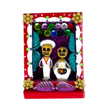 Load image into Gallery viewer, Handmade Shadow Box Nicho - Jarochos Shadow Boxes Mexico CC Red Wood Box
