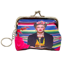 Load image into Gallery viewer, Frida Design Coin Purse with Key Chain Totes & Purses Muertolandia.com Frida Serape