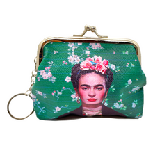 Load image into Gallery viewer, Frida Design Coin Purse with Key Chain Totes & Purses Muertolandia.com Frida Green