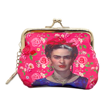 Load image into Gallery viewer, Frida Design Coin Purse with Key Chain Totes & Purses Muertolandia.com Frida Pink Floral