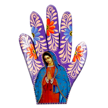 Load image into Gallery viewer, Handmade Mexican Wood Milagro Hands - Virgen de Guadalupe Art & Decor Muertolandia.com