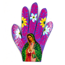 Load image into Gallery viewer, Handmade Mexican Wood Milagro Hands - Virgen de Guadalupe Art & Decor Muertolandia.com