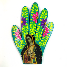 Load image into Gallery viewer, Handmade Mexican Wood Milagro Hands - Virgen de Guadalupe Art & Decor Muertolandia.com Torso 09
