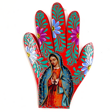 Load image into Gallery viewer, Handmade Mexican Wood Milagro Hands - Virgen de Guadalupe Art & Decor Muertolandia.com