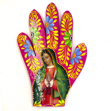 Load image into Gallery viewer, Handmade Mexican Wood Milagro Hands - Virgen de Guadalupe Art & Decor Muertolandia.com