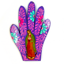 Load image into Gallery viewer, Handmade Mexican Wood Milagro Hands - Virgen de Guadalupe Art & Decor Muertolandia.com