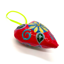 Load image into Gallery viewer, Handmade Mexican Christmas Navidad Ornaments - Corazones Hearts (2 Pack) Holiday Decor Muertolandia.com