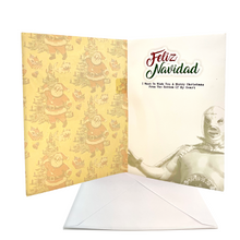 Load image into Gallery viewer, Musical Greeting Card - Feliz Navidad - Luchador Greeting Cards Muertolandia.com
