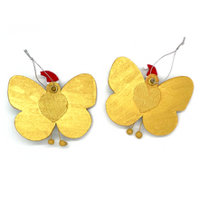 Load image into Gallery viewer, Handmade Jumbo Mariposa Navidad Butterfly Ornament (Calaca Claus 2 Pack) Art & Decor Mexico CC