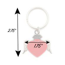 Load image into Gallery viewer, Metal Flying Milagro Heart Keychain Llavero Keychains Muertolandia.com