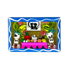 Load image into Gallery viewer, Handmade Window Shadow Box Nicho - Lovely Pets (Dog and Cat) Shadow Boxes Mexico CC Dog & Cat Blue Wood Box Heart