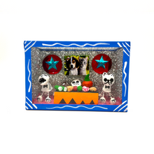 Load image into Gallery viewer, Handmade Window Shadow Box Nicho - Lovely Pets (Dog and Cat) Shadow Boxes Mexico CC Dog & Cat Blue Wood Box Polaroid
