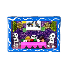 Load image into Gallery viewer, Handmade Window Shadow Box Nicho - Lovely Dogs Shadow Boxes Mexico CC Dog & Dog Blue Wood Box Calaca