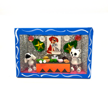 Load image into Gallery viewer, Handmade Window Shadow Box Nicho - Lovely Pets (Dog and Cat) Shadow Boxes Mexico CC Dog & Cat Blue Wood Box Toon