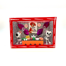 Load image into Gallery viewer, Handmade Window Shadow Box Nicho - Lovely Pets (Dog and Cat) Shadow Boxes Mexico CC Dog & Cat Red Wood Box Toon