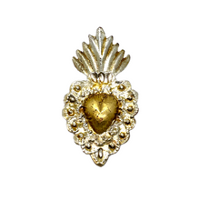 Load image into Gallery viewer, Handmade Tin Mexican Milagro Hearts - Chicas - Oro y Plata Tin Milagro Hearts Mexico Flame - Corazon de Oro