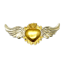 Load image into Gallery viewer, Handmade Tin Mexican Flying Milagro Hearts - Cielo Fino Tin Milagro Hearts Mexico MH Oro Heart