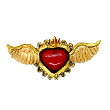 Load image into Gallery viewer, Handmade Tin Mexican Flying Milagro Hearts - Cielo Fino Tin Milagro Hearts Mexico MH Red Heart