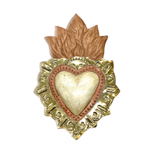 Load image into Gallery viewer, Handmade Tin Mexican Milagro Hearts - Rayos de Fe Tin Milagro Hearts Mexico MH Pearl/Gold