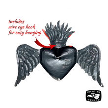 Load image into Gallery viewer, Handmade Tin Mexican Flying Milagro Hearts - Angel Wings Tin Milagro Hearts Mexico MH