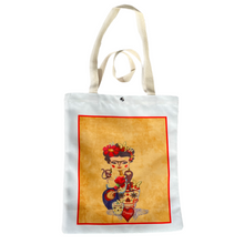 Load image into Gallery viewer, Frida Canvas Tote Bag Totes & Purses Mexico Frida With Calavera & Diego