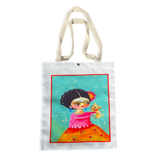 Load image into Gallery viewer, Frida Canvas Tote Bag Totes & Purses Mexico Frida With Puppy