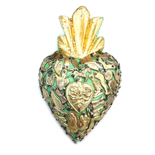 Load image into Gallery viewer, Handmade Solid Wood Carved Mexican Milagro Hearts - Miracle Flair Series Tin Milagro Hearts Mexico MH
