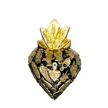 Load image into Gallery viewer, Handmade Solid Wood Carved Mexican Milagro Hearts - Miracle Flair Series Tin Milagro Hearts Mexico MH Black