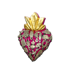 Load image into Gallery viewer, Handmade Solid Wood Carved Mexican Milagro Hearts - Miracle Flair Series Tin Milagro Hearts Mexico MH Pink