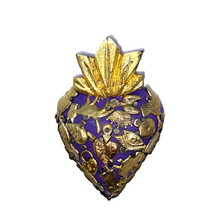 Load image into Gallery viewer, Handmade Solid Wood Carved Mexican Milagro Hearts - Miracle Flair Series Tin Milagro Hearts Mexico MH Purple