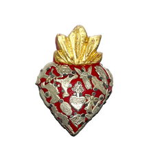 Load image into Gallery viewer, Handmade Solid Wood Carved Mexican Milagro Hearts - Miracle Flair Series Tin Milagro Hearts Mexico MH Red