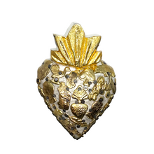 Load image into Gallery viewer, Handmade Solid Wood Carved Mexican Milagro Hearts - Miracle Flair Series Tin Milagro Hearts Mexico MH White