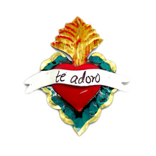 Load image into Gallery viewer, Handmade Frida 3D Tin Hearts - Chiquita Magnet Shadow Boxes Mexico MH Te Adoro