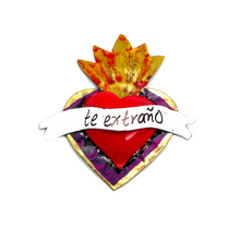 Load image into Gallery viewer, Handmade Frida 3D Tin Hearts - Chiquita Magnet Shadow Boxes Mexico MH Te Extraño